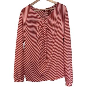 Olsen Twist Front candy Cane Striped Tunic Blouse